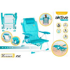 SILLA PLAYA PLEGABLE AZUL 48X58X76 CM