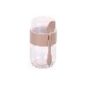 RECIPIENTE DE VIDRIO BEIGE CON TAPA Y CUCHARA 2 COMPARTIMENTOS 425 + 200 ML