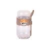 RECIPIENTE DE VIDRIO BEIGE CON TAPA Y CUCHARA 2 COMPARTIMENTOS 425 + 200 ML
