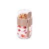 RECIPIENTE DE VIDRIO BEIGE CON TAPA Y CUCHARA 2 COMPARTIMENTOS 425 + 200 ML