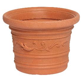 SATURNIA MACETERO RESINA REDONDO, COLOR TERRACOTA, RESISTENTE, IDEAL EXTERIOR, 35 CM DIAMETRO.