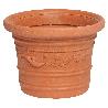 SATURNIA MACETERO RESINA REDONDO, COLOR TERRACOTA, RESISTENTE, IDEAL EXTERIOR, 35 CM DIAMETRO.