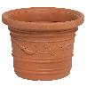 SATURNIA MACETERO RESINA REDONDO, COLOR TERRACOTA, RESISTENTE, IDEAL EXTERIOR, 45 CM DIAMETRO.