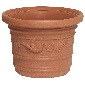 SATURNIA MACETERO RESINA REDONDO, COLOR TERRACOTA, RESISTENTE, IDEAL EXTERIOR, 60 CM DIAMETRO.