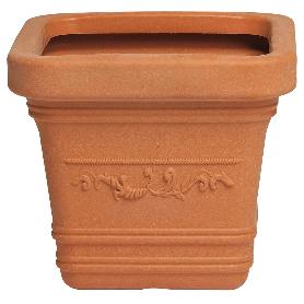 SATURNIA MACETERO RESINA CUADRADO, COLOR TERRACOTA, RESISTENTE, IDEAL EXTERIOR, 40X40CM.