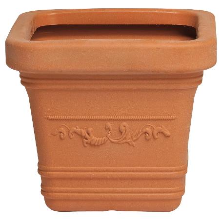 SATURNIA MACETERO RESINA CUADRADO, COLOR TERRACOTA, RESISTENTE, IDEAL EXTERIOR, 40X40CM.