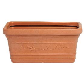 SATURNIA MACETERO RESINA RECTANGULAR, COLOR TERRACOTA, RESISTENTE, IDEAL EXTERIOR, 60X33CM.