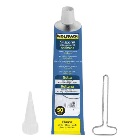 SILICONA ACIDA ANTIMOHO TUBO 50 ML. BLANCA