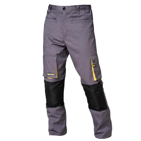 PANTALONES LARGOS DETRABAJO, MULTIBOLSILLOS, RESISTENTES, RODILLA REFORZADA, GRIS/AMARILLO TALLA 58/60 XXXL (SLIM F