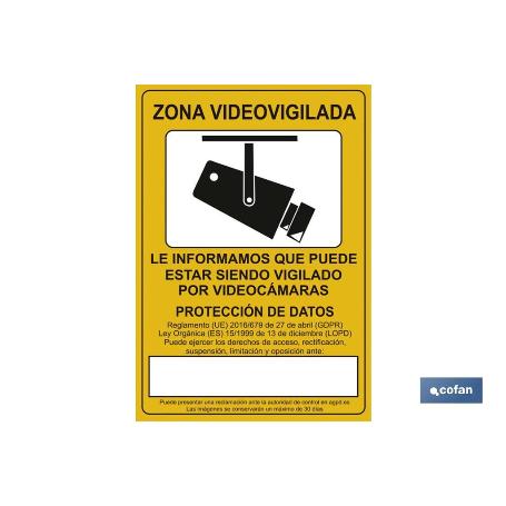 SEÑAL ADHESIVA 210 X 148 MM SEÑAL DE VIDEOVIGILANCIA. EL DISEÑO DE LA SEÑAL PUEDE VARIAR, PERO EN NINGÚN CASO SE VA