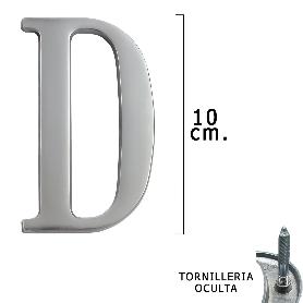 LETRA METAL D PLATEADA MATE 10 CM. CON TORNILLERIA OCULTA (BLISTER 1 PIEZA)