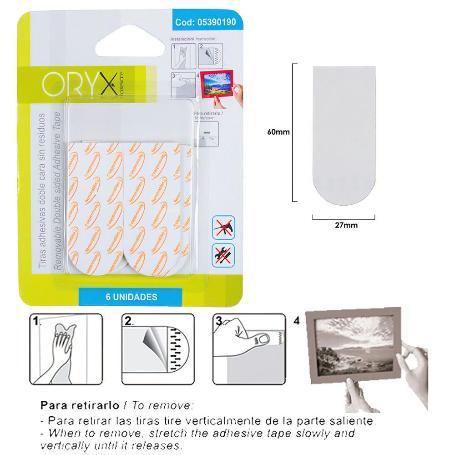 TIRAS ADHESIVAS DOBLE CARA SIN RESIDUOS (BLISTER DE 6 PIEZAS )