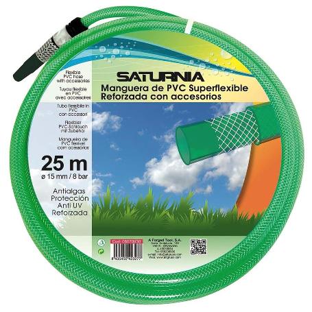 MANGUERA LATFLEX REFORZADO 15 MM. -  5/8 ROLLO 25 METROS CON ACCESORIOS MANGUERA JARDIN, MANGUERA RIEGO, MANGUERA R